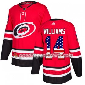 Carolina Hurricanes Justin Williams 14 Adidas 2017-2018 Rood USA Flag Fashion Authentic Shirt - Mannen